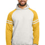 Jerzees Mens NuBlend Fleece Varsity Colorblock Hooded Sweatshirt Hoodie - Heather Oatmeal/Mustard Yellow