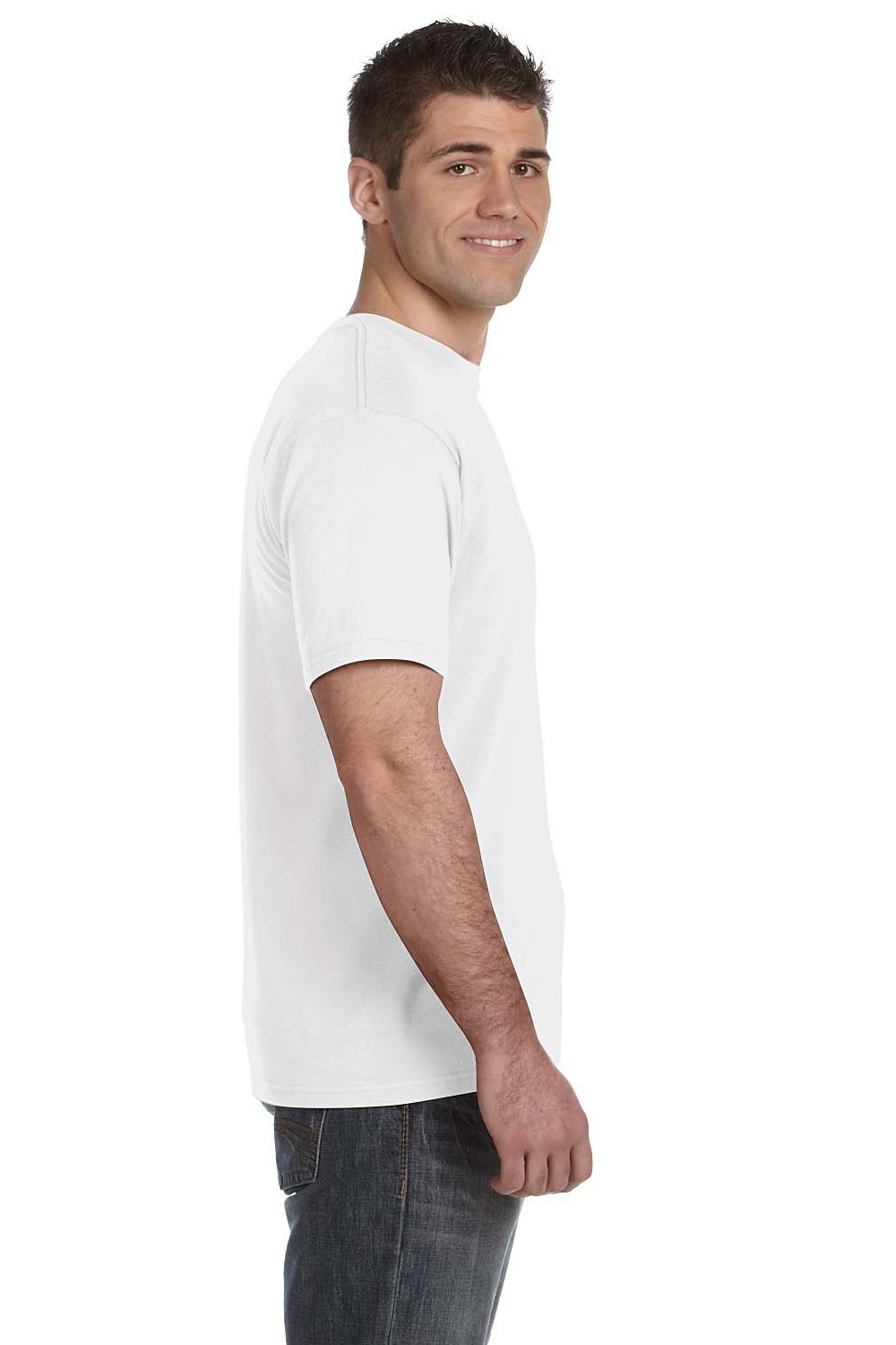 Anvil 980 Mens Short Sleeve Crewneck T-Shirt White Side