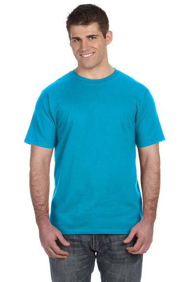 Anvil 980 Mens Short Sleeve Crewneck T-Shirt Caribbean Blue Front