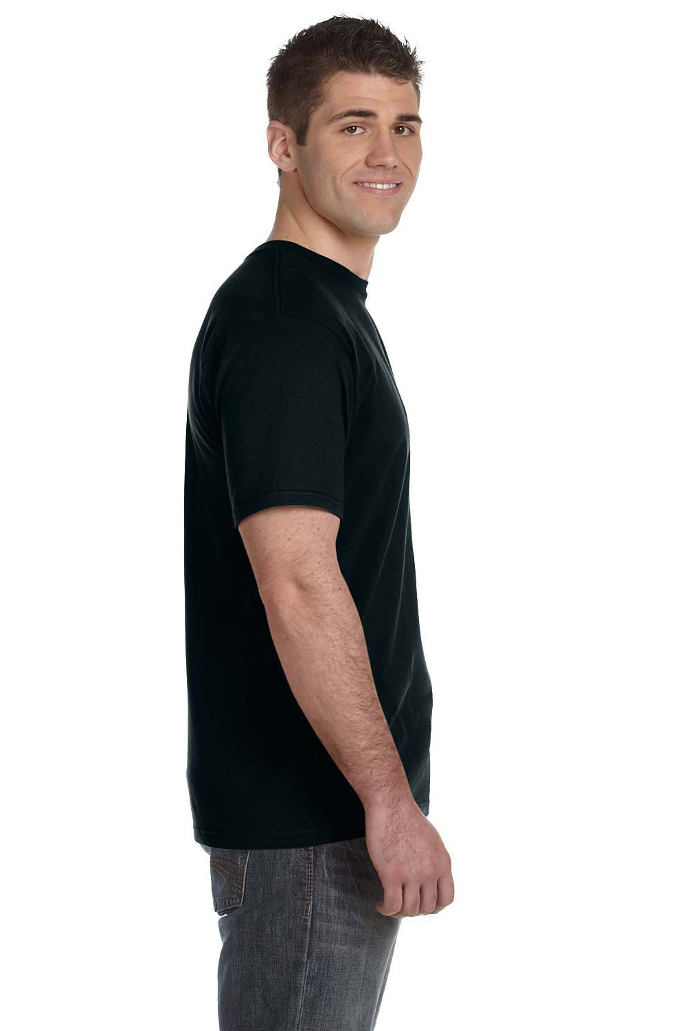 Anvil 980 Mens Short Sleeve Crewneck T-Shirt Black Side