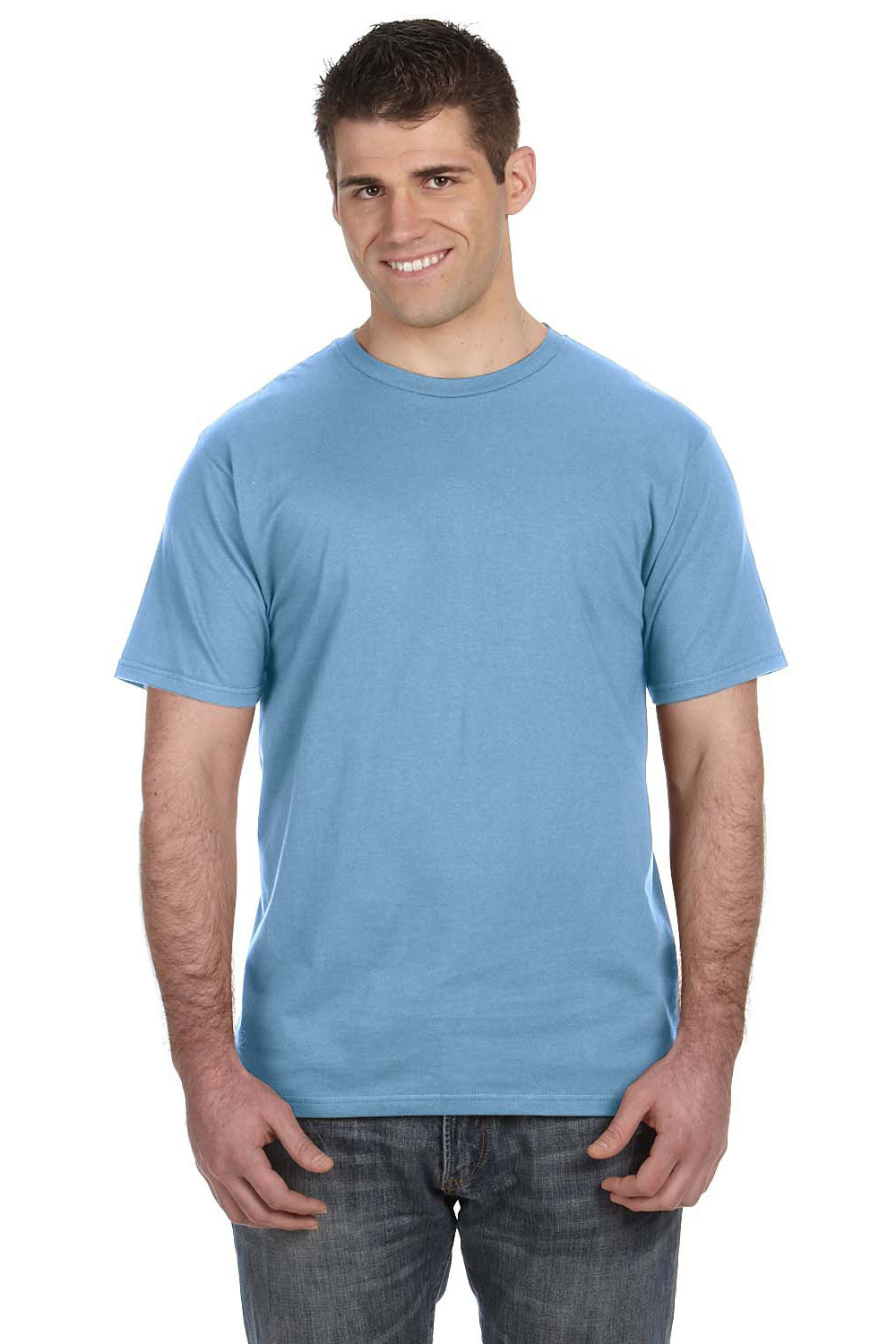 Anvil 980 Mens Short Sleeve Crewneck T-Shirt Light Blue Front