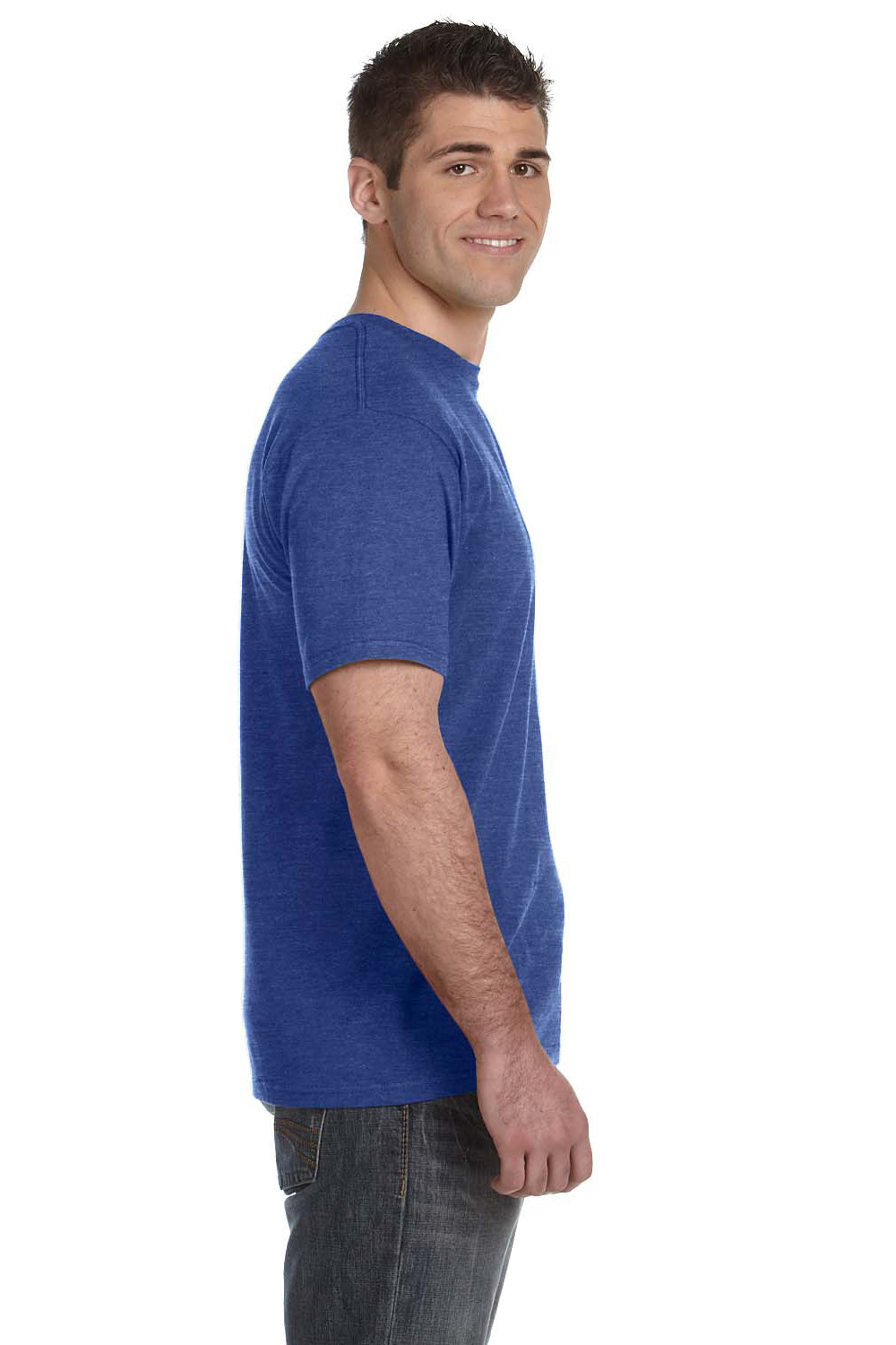 Anvil 980 Mens Short Sleeve Crewneck T-Shirt Heather Blue Side