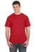 Anvil 980 Mens Short Sleeve Crewneck T-Shirt Heather Red Front
