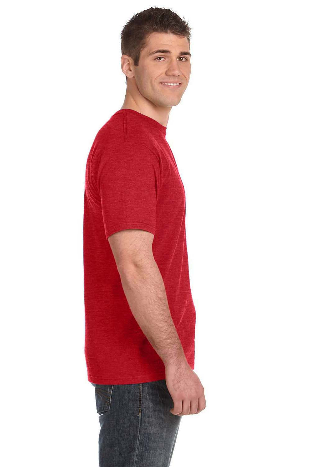 Anvil 980 Mens Short Sleeve Crewneck T-Shirt Heather Red Side