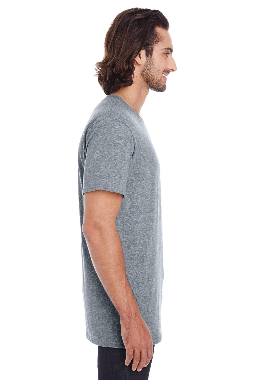 Anvil 980 Mens Short Sleeve Crewneck T-Shirt Heather Graphite Grey Side