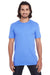 Anvil 980 Mens Short Sleeve Crewneck T-Shirt Heather Royal Blue Front