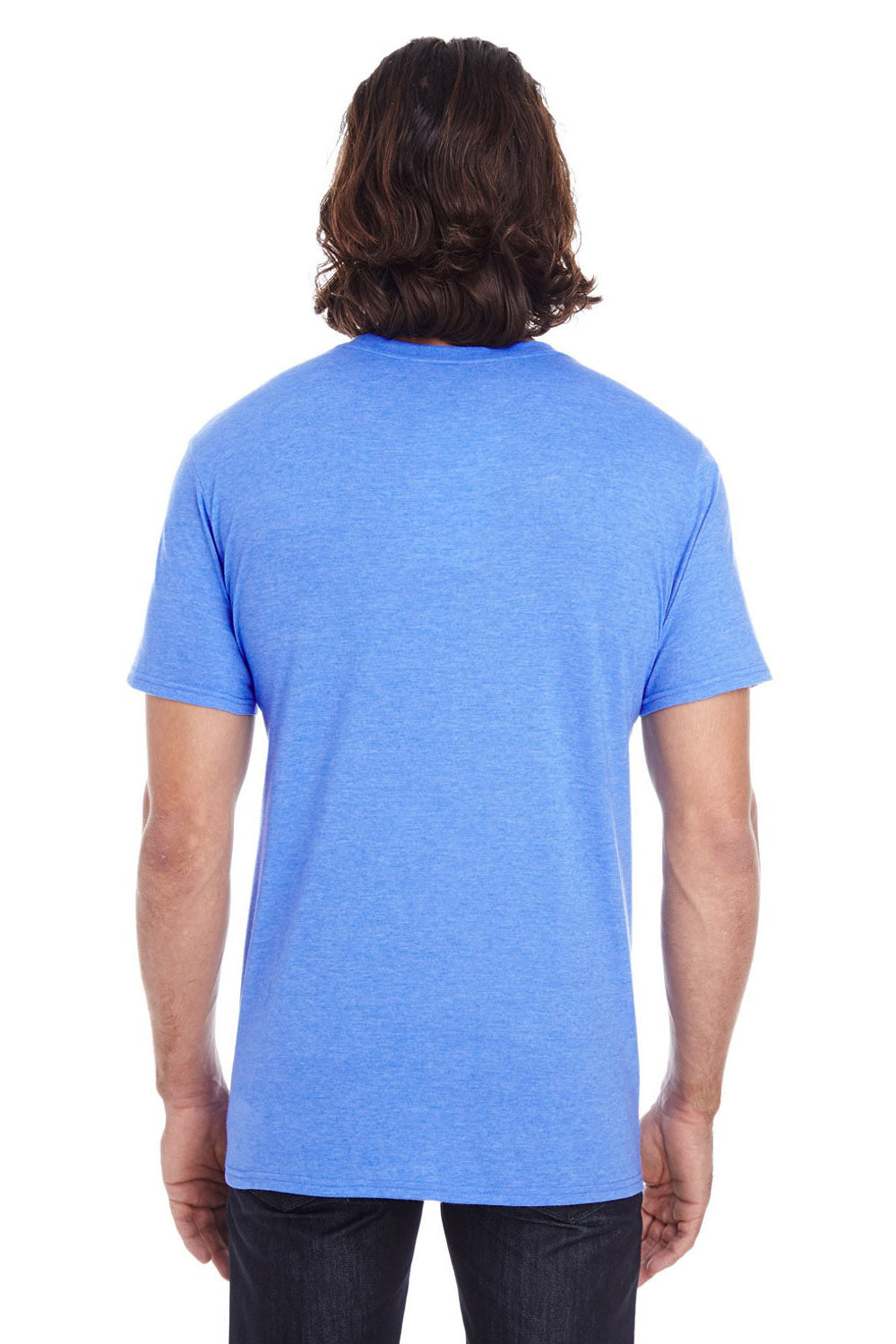 Anvil 980 Mens Short Sleeve Crewneck T-Shirt Heather Royal Blue Back