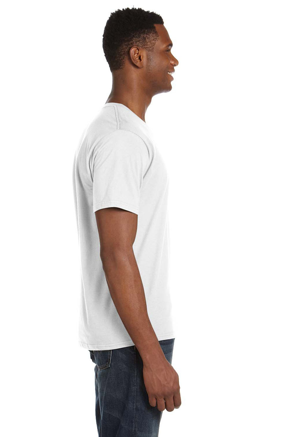 Anvil 982 Mens Short Sleeve V-Neck T-Shirt White Side