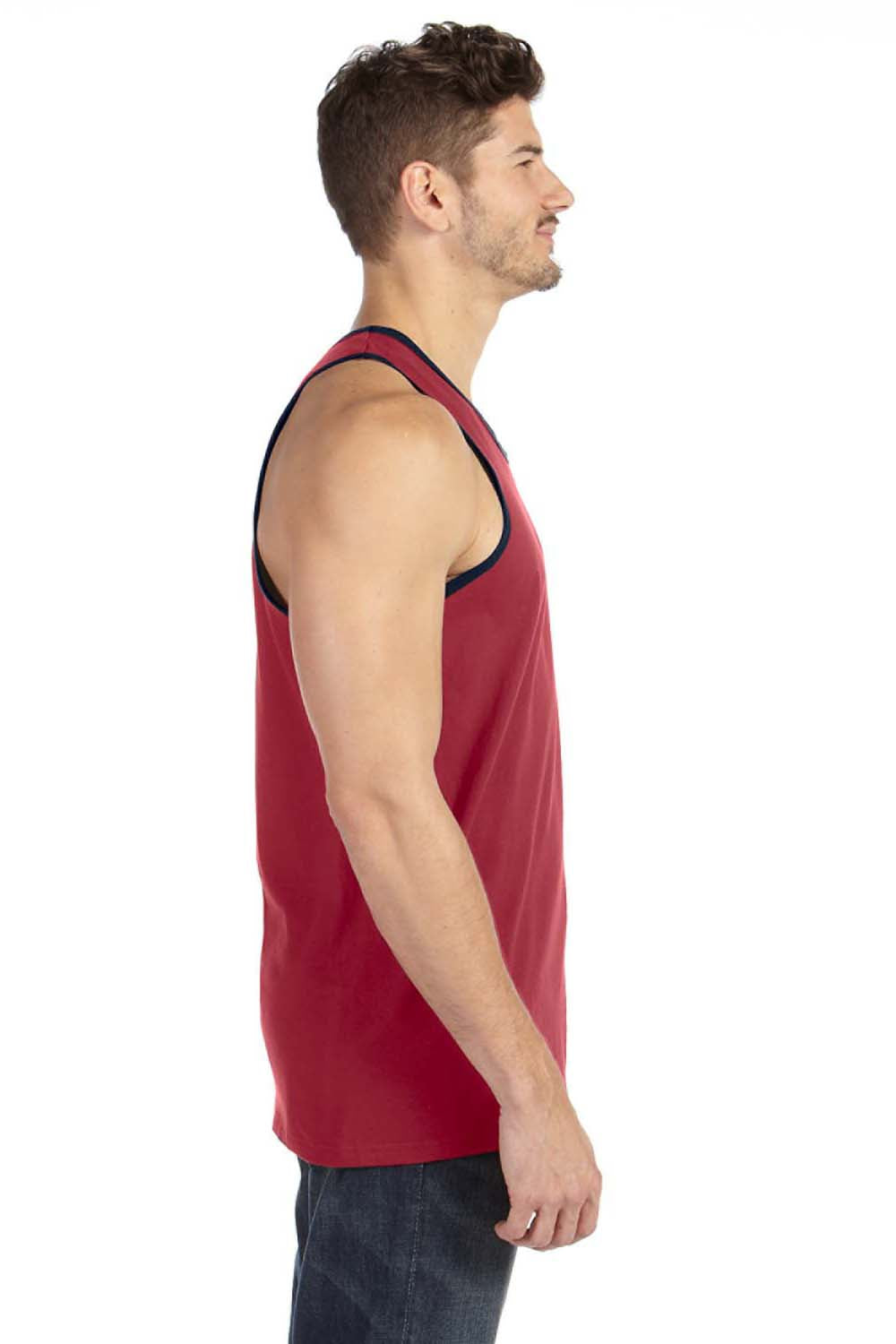 Anvil 986 Mens Tank Top Independence Red/Navy Blue Side