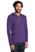 Gildan 987/987AN Mens Long Sleeve Hooded T-Shirt Hoodie Heather Purple/Neon Yellow 3Q