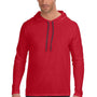 Gildan Mens Long Sleeve Hooded T-Shirt Hoodie - Red/Dark Grey - Closeout