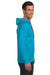 Anvil 987AN Mens Long Sleeve Hooded T-Shirt Hoodie Caribbean Blue/Dark Grey Side