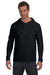Anvil 987AN Mens Long Sleeve Hooded T-Shirt Hoodie Black/Dark Grey Front