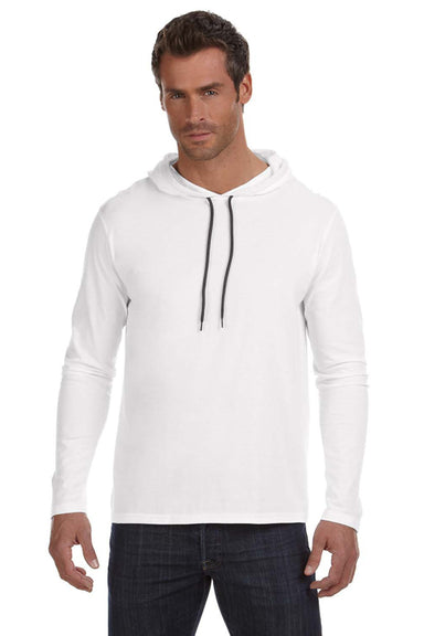 Anvil 987AN Mens Long Sleeve Hooded T-Shirt Hoodie White/Dark Grey Front