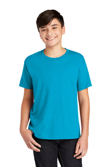 Anvil Youth Short Sleeve Crewneck T-Shirt Caribbean Blue Front
