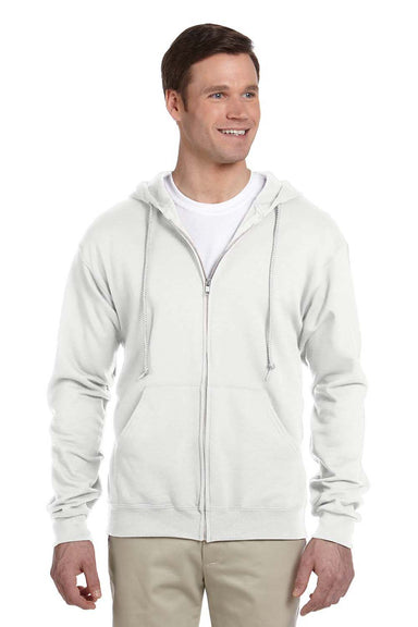 Jerzees 993 Mens NuBlend Fleece Full Zip Hooded Sweatshirt Hoodie White Front