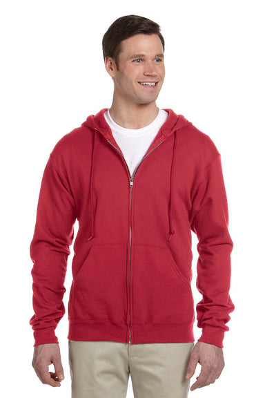 Jerzees 993 Mens NuBlend Fleece Full Zip Hooded Sweatshirt Hoodie Red Front