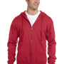 Jerzees Mens NuBlend Pill Resistant Fleece Full Zip Hooded Sweatshirt Hoodie - True Red