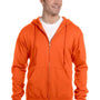 Jerzees Mens NuBlend Pill Resistant Fleece Full Zip Hooded Sweatshirt Hoodie - Safety Orange