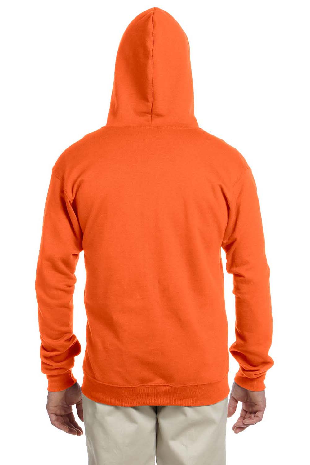 Jerzees 993 Mens NuBlend Fleece Full Zip Hooded Sweatshirt Hoodie Safety Orange Back