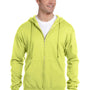Jerzees Mens NuBlend Pill Resistant Fleece Full Zip Hooded Sweatshirt Hoodie - Safety Green