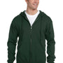 Jerzees Mens NuBlend Pill Resistant Fleece Full Zip Hooded Sweatshirt Hoodie - Forest Green