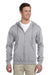 Jerzees 993 Mens NuBlend Fleece Full Zip Hooded Sweatshirt Hoodie Oxford Grey Front