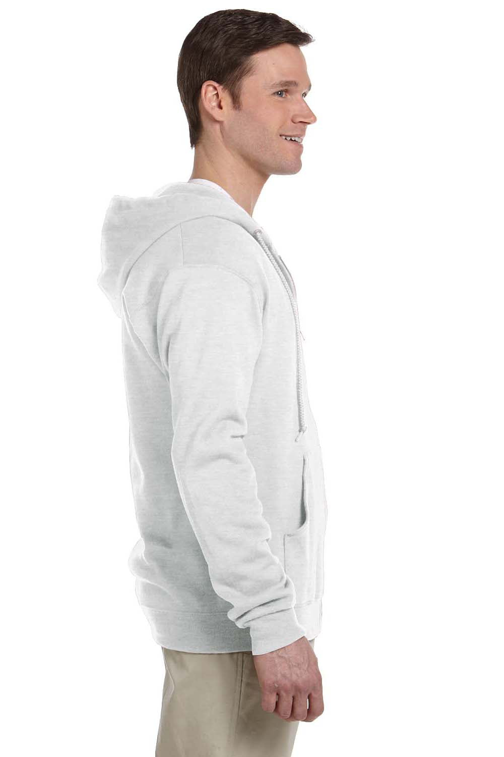 Jerzees 993 Mens NuBlend Fleece Full Zip Hooded Sweatshirt Hoodie Ash Grey Side