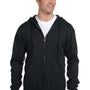 Jerzees Mens NuBlend Pill Resistant Fleece Full Zip Hooded Sweatshirt Hoodie - Black