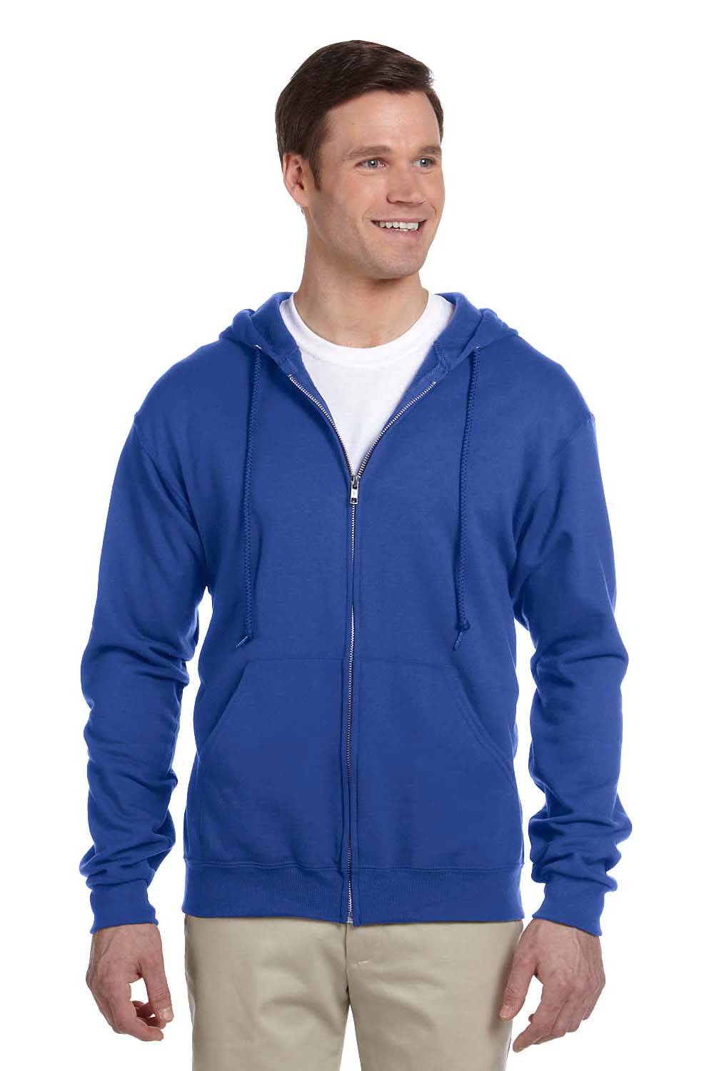 Jerzees 993 Mens NuBlend Fleece Full Zip Hooded Sweatshirt Hoodie Royal Blue Front