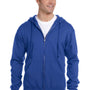 Jerzees Mens NuBlend Pill Resistant Fleece Full Zip Hooded Sweatshirt Hoodie - Royal Blue