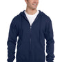 Jerzees Mens NuBlend Pill Resistant Fleece Full Zip Hooded Sweatshirt Hoodie - Navy Blue