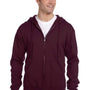 Jerzees Mens NuBlend Pill Resistant Fleece Full Zip Hooded Sweatshirt Hoodie - Maroon