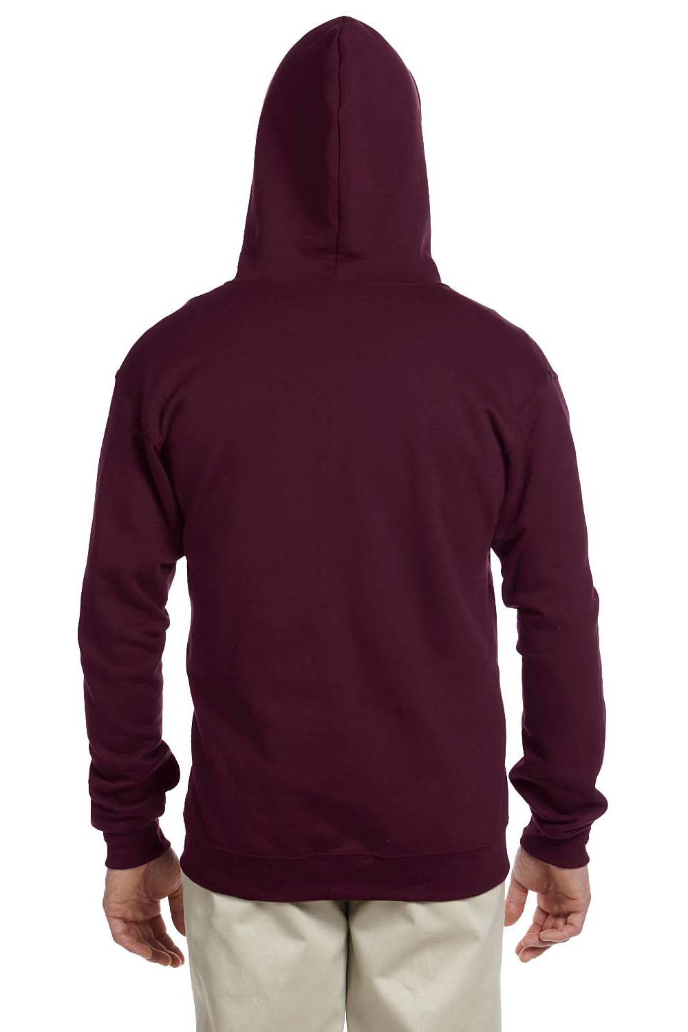 Jerzees 993 Mens NuBlend Fleece Full Zip Hooded Sweatshirt Hoodie Maroon Back