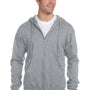 Jerzees Mens NuBlend Pill Resistant Fleece Full Zip Hooded Sweatshirt Hoodie - Heather Grey