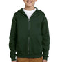 Jerzees Youth NuBlend Pill Resistant Fleece Full Zip Hooded Sweatshirt Hoodie - Forest Green