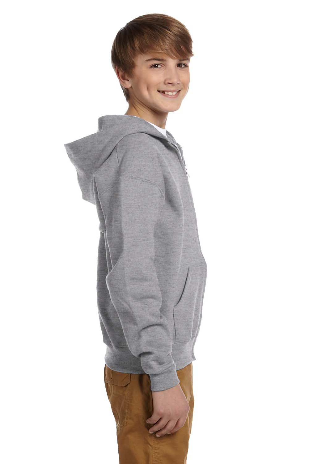Jerzees 993B Youth NuBlend Fleece Full Zip Hooded Sweatshirt Hoodie Oxford Grey Side