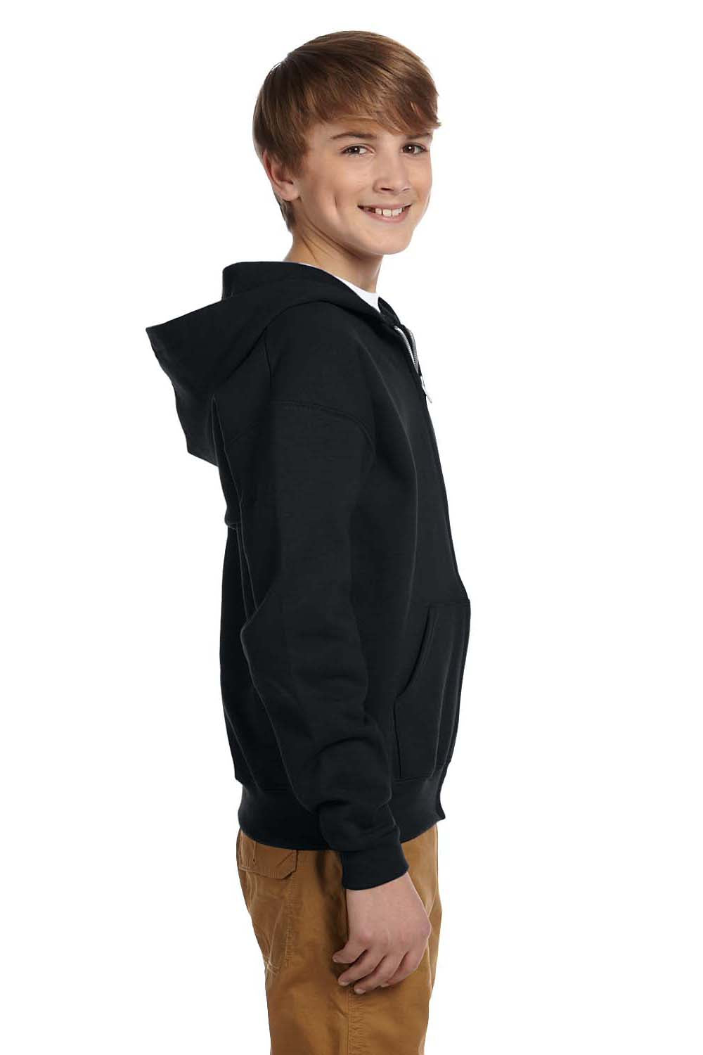 Jerzees 993B Youth NuBlend Fleece Full Zip Hooded Sweatshirt Hoodie Black Side