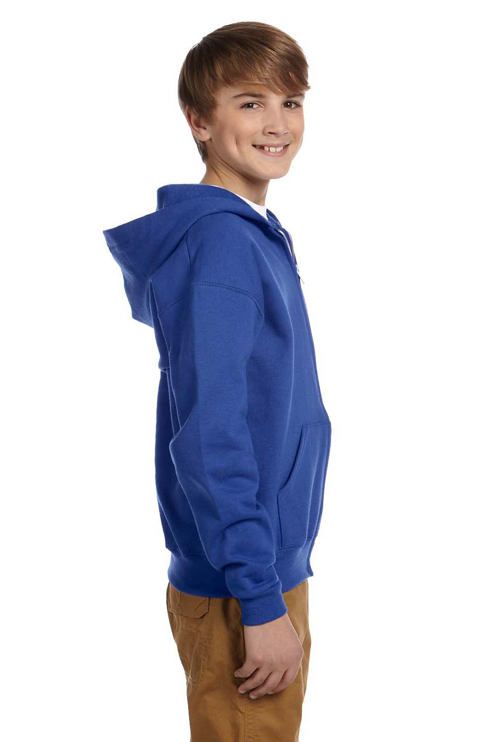 Jerzees 993B Youth NuBlend Fleece Full Zip Hooded Sweatshirt Hoodie Royal Blue Side