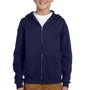 Jerzees Youth NuBlend Pill Resistant Fleece Full Zip Hooded Sweatshirt Hoodie - Navy Blue