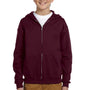 Jerzees Youth NuBlend Pill Resistant Fleece Full Zip Hooded Sweatshirt Hoodie - Maroon