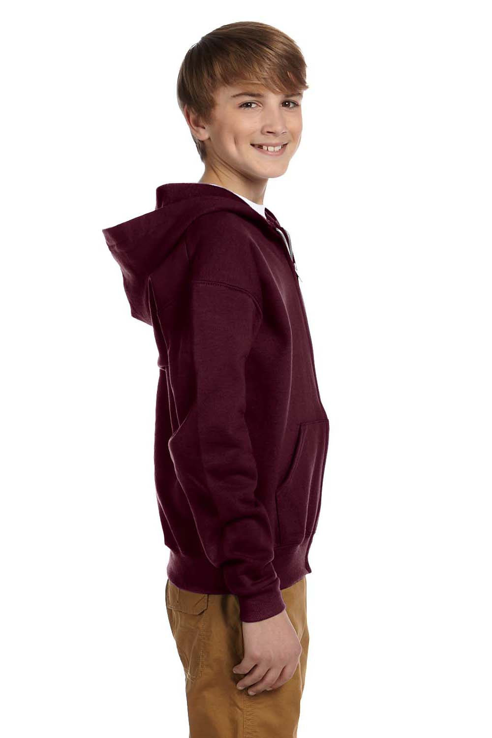Jerzees 993B Youth NuBlend Fleece Full Zip Hooded Sweatshirt Hoodie Maroon Side