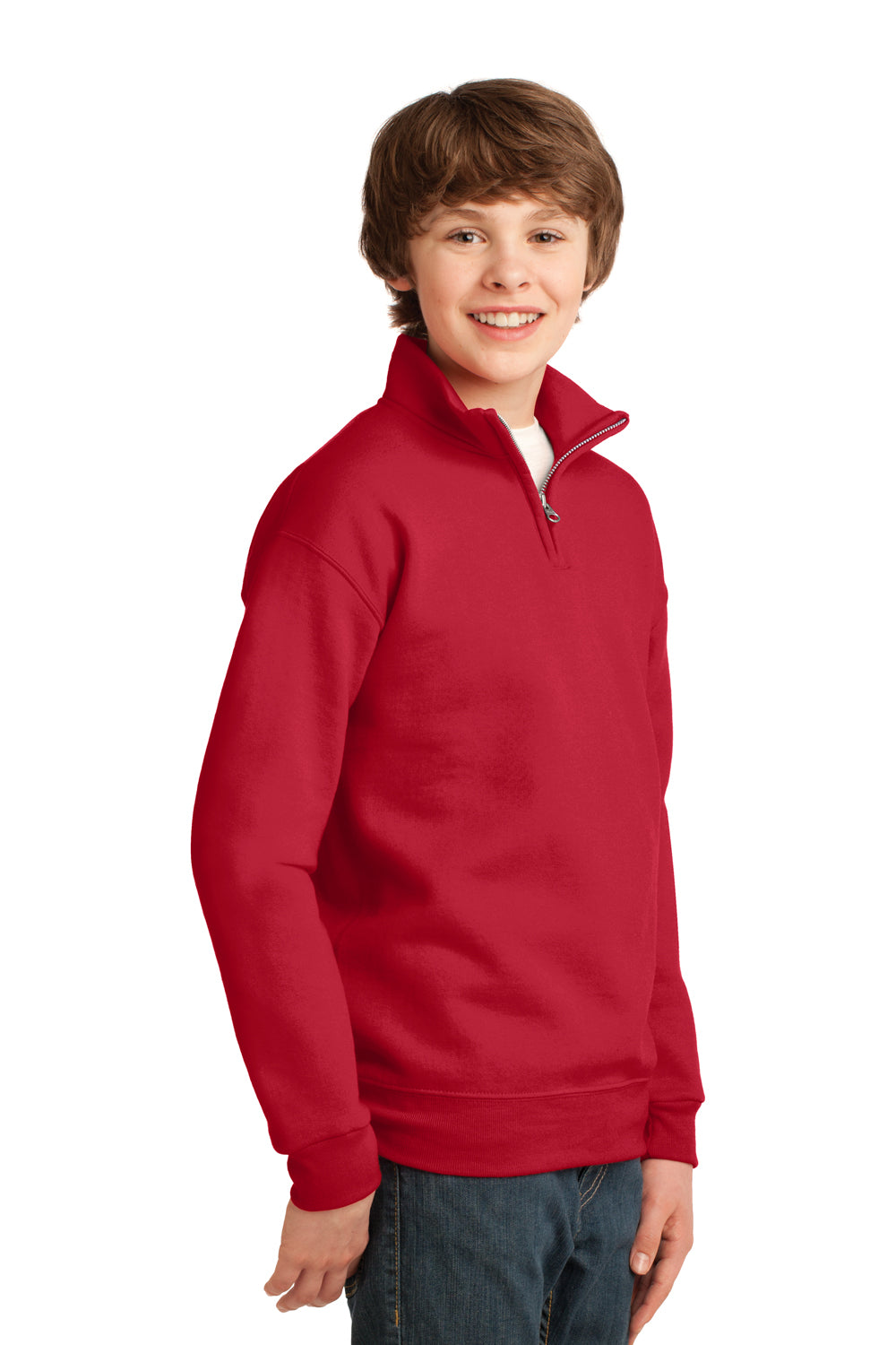 Jerzees 995Y/995YR Youth NuBlend Fleece 1/4 Zip Sweatshirt True Red 3Q