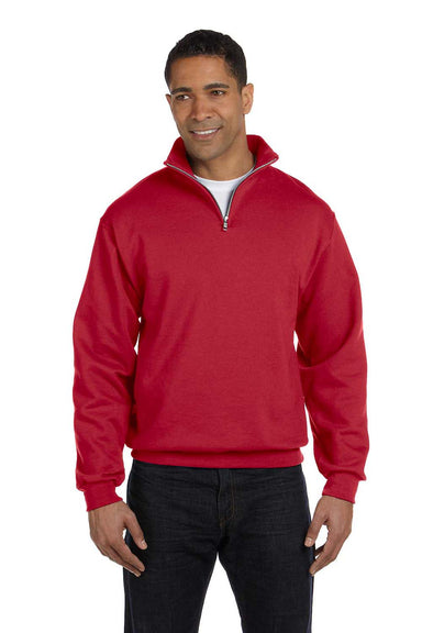 Jerzees 995M Mens NuBlend Fleece 1/4 Zip Sweatshirt Red Front