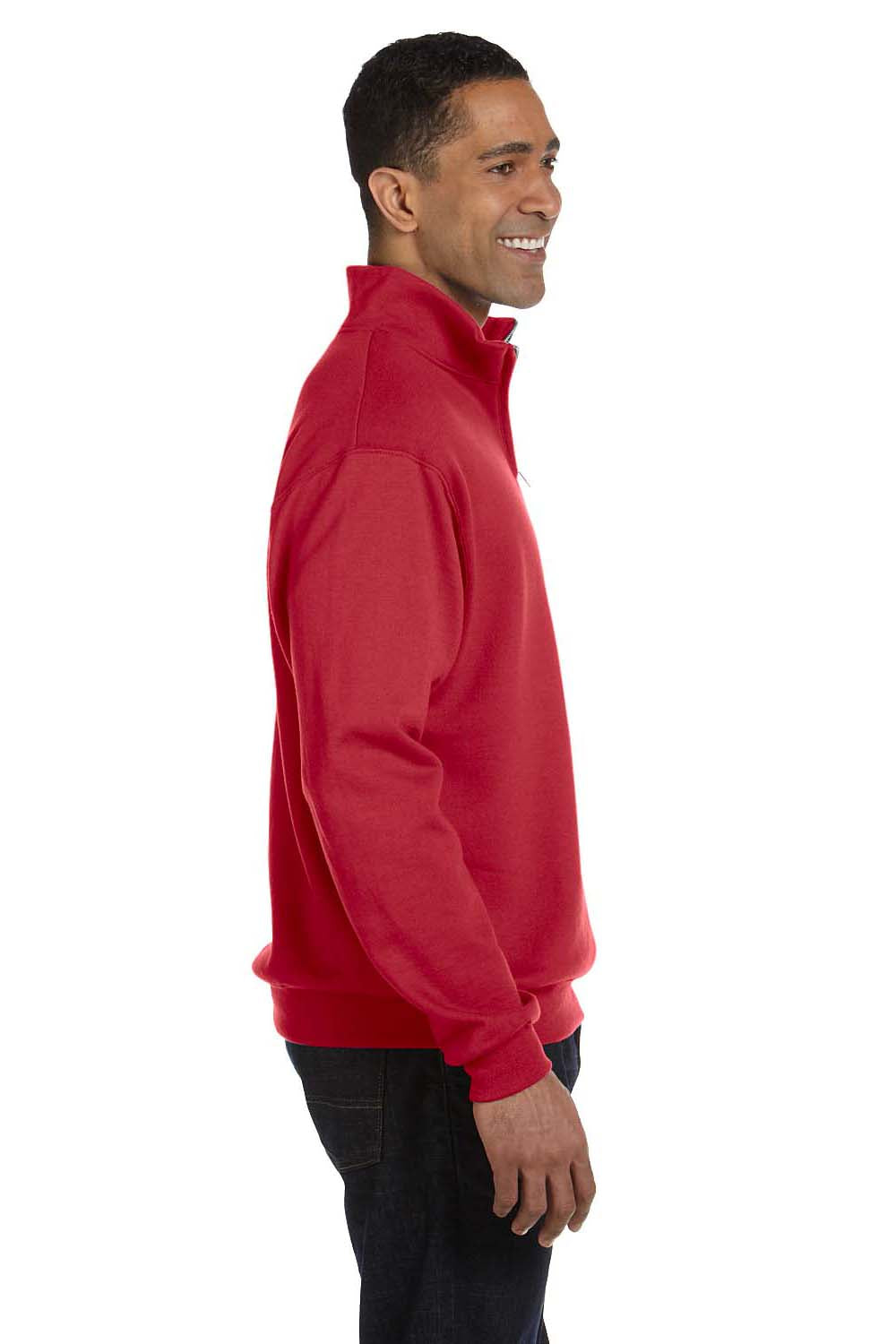 Jerzees 995M Mens NuBlend Fleece 1/4 Zip Sweatshirt Red Side
