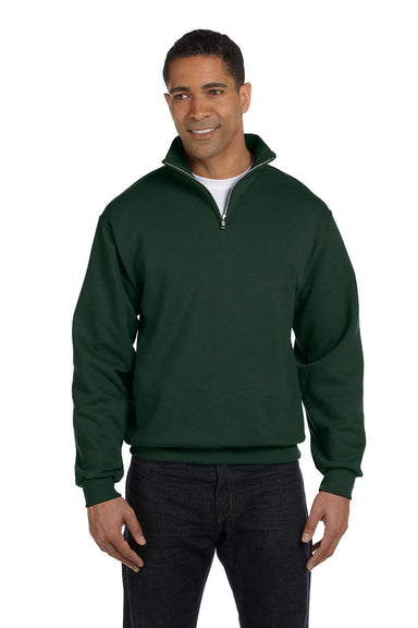 Jerzees 995M Mens NuBlend Fleece 1/4 Zip Sweatshirt Forest Green Front