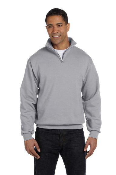 Jerzees 995M Mens NuBlend Fleece 1/4 Zip Sweatshirt Oxford Grey Front