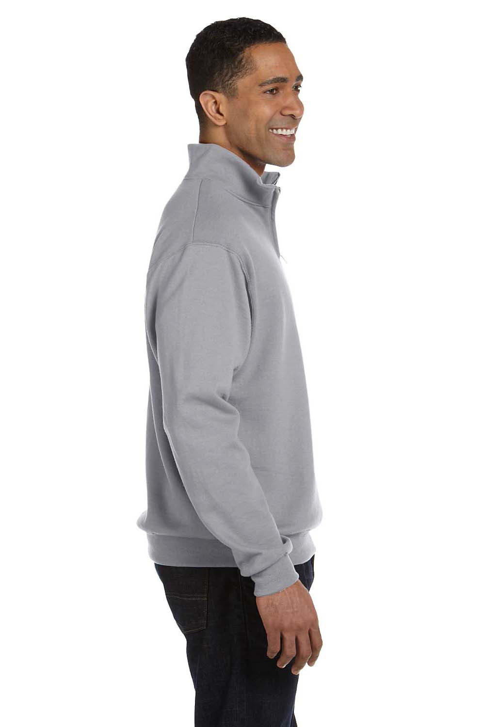 Jerzees 995M Mens NuBlend Fleece 1/4 Zip Sweatshirt Oxford Grey Side