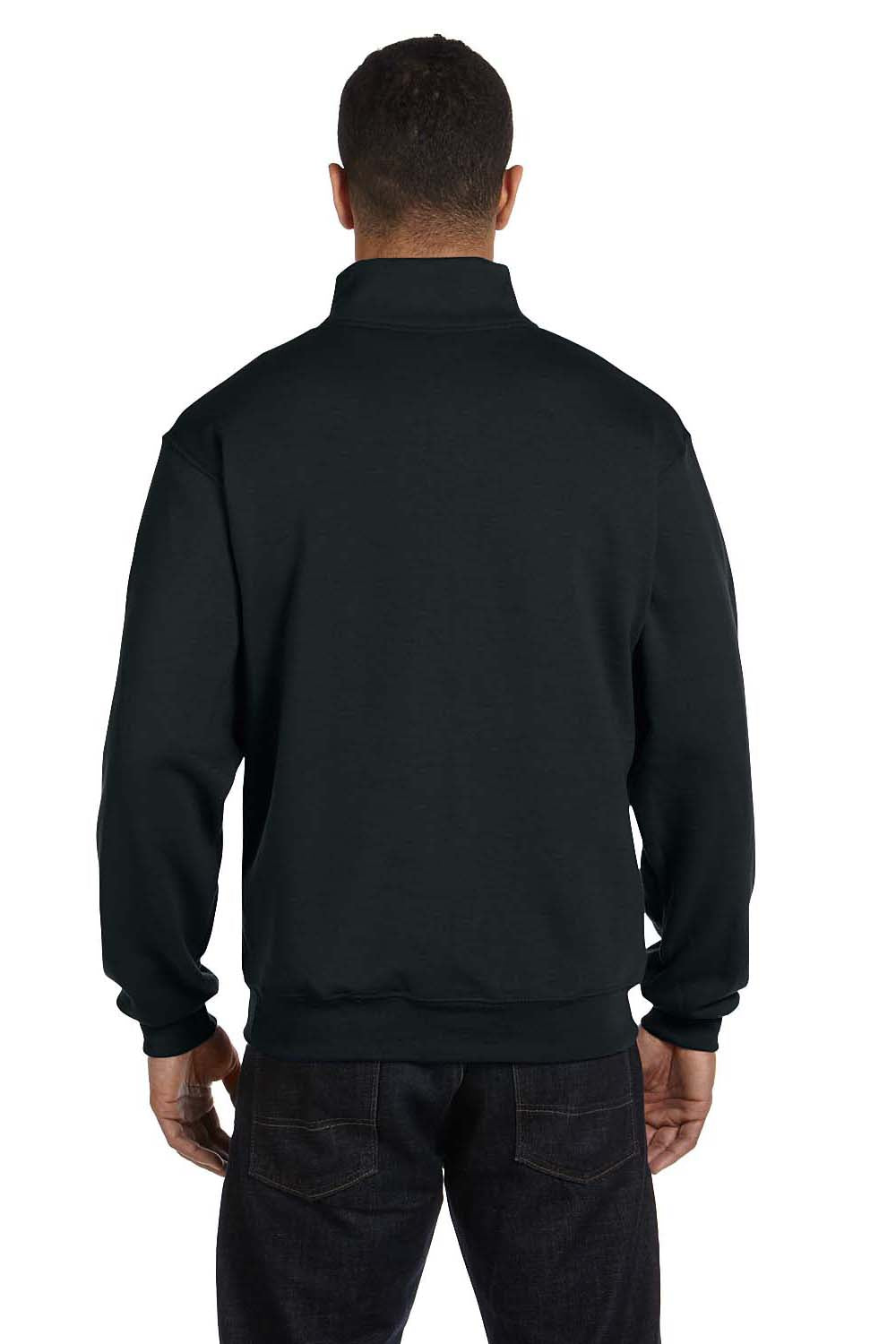 Jerzees 995M Mens NuBlend Fleece 1/4 Zip Sweatshirt Black Back