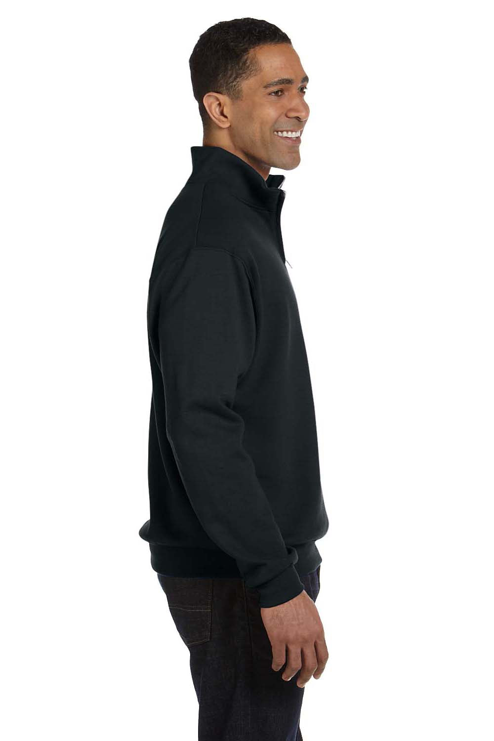 Jerzees 995M Mens NuBlend Fleece 1/4 Zip Sweatshirt Black Side